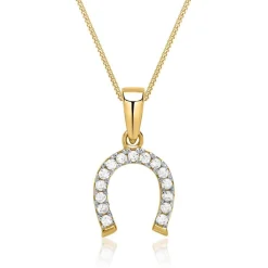 333 Echtgoldanhänger als Hufeisen mit Steinen GP0192SL