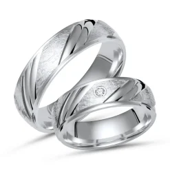 925 Eheringe: Silbertrauringe Gravur Zirkonia R8501s