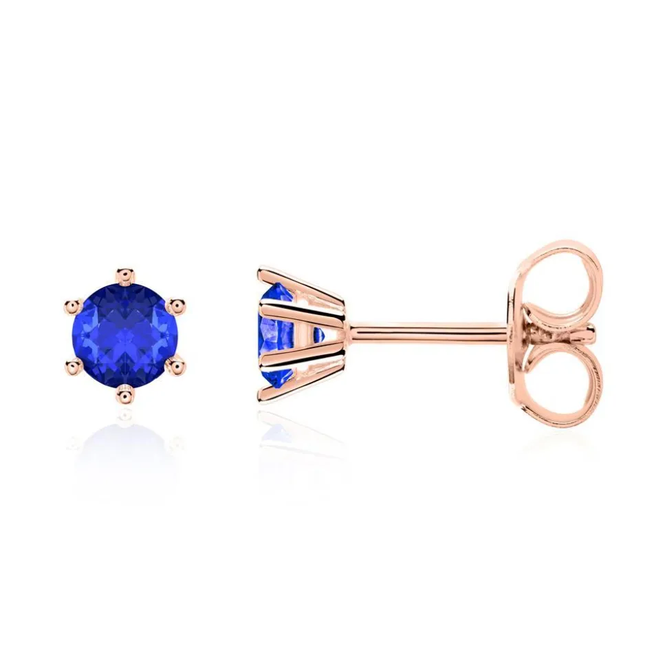 14 Karat Roségold Ohrstecker für Damen mit Saphiren BDE0028Sa-14KRSL
