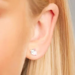 925 Silber Kinderohrstecker Hase pink KE0032
