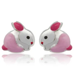 925 Silber Kinderohrstecker Hase pink KE0032