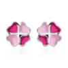 925 Silber Kinderohrstecker Kleeblatt pink rosa KE0044