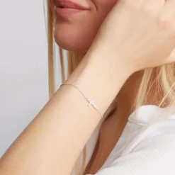 925 Silberarmband mit Kreuzanhänger Zirkonia SB0116