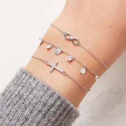 925 Silberarmband mit Kreuzanhänger Zirkonia SB0116