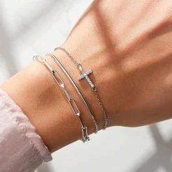 925 Silberarmband mit Kreuzanhänger Zirkonia SB0116