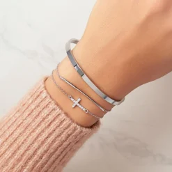 925 Silberarmband mit Kreuzanhänger Zirkonia SB0116