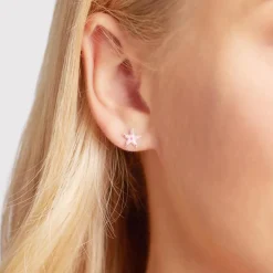 925 Silberohrstecker für Kinder rosa Sterne KE0062