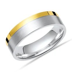 925 Silberring mit polierter goldener Kante R8536SL