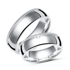 925 Trauringe: Silbereheringe Gravur Zirkonia R8502s