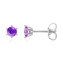 Amethyst Ohrstecker aus 585er Weißgold für Damen BDE0028Am-14KWSL