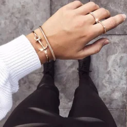 Anchor Cuff Armreif aus rosévergoldetem Edelstahl PH-BA-A-R