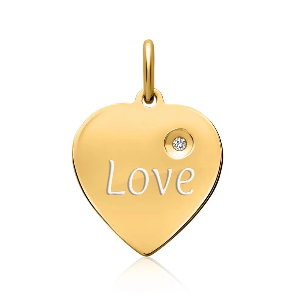 Anhänger 925 Silber vergoldet Herz Zirkonia SP0584SL