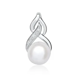 Anhänger aus 14K Weißgold mit Perle und Diamanten DP0236SL
