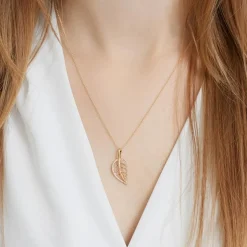 Anhänger Blatt 14K Gold 39 Diamanten 0,11 ct. DP0149SL