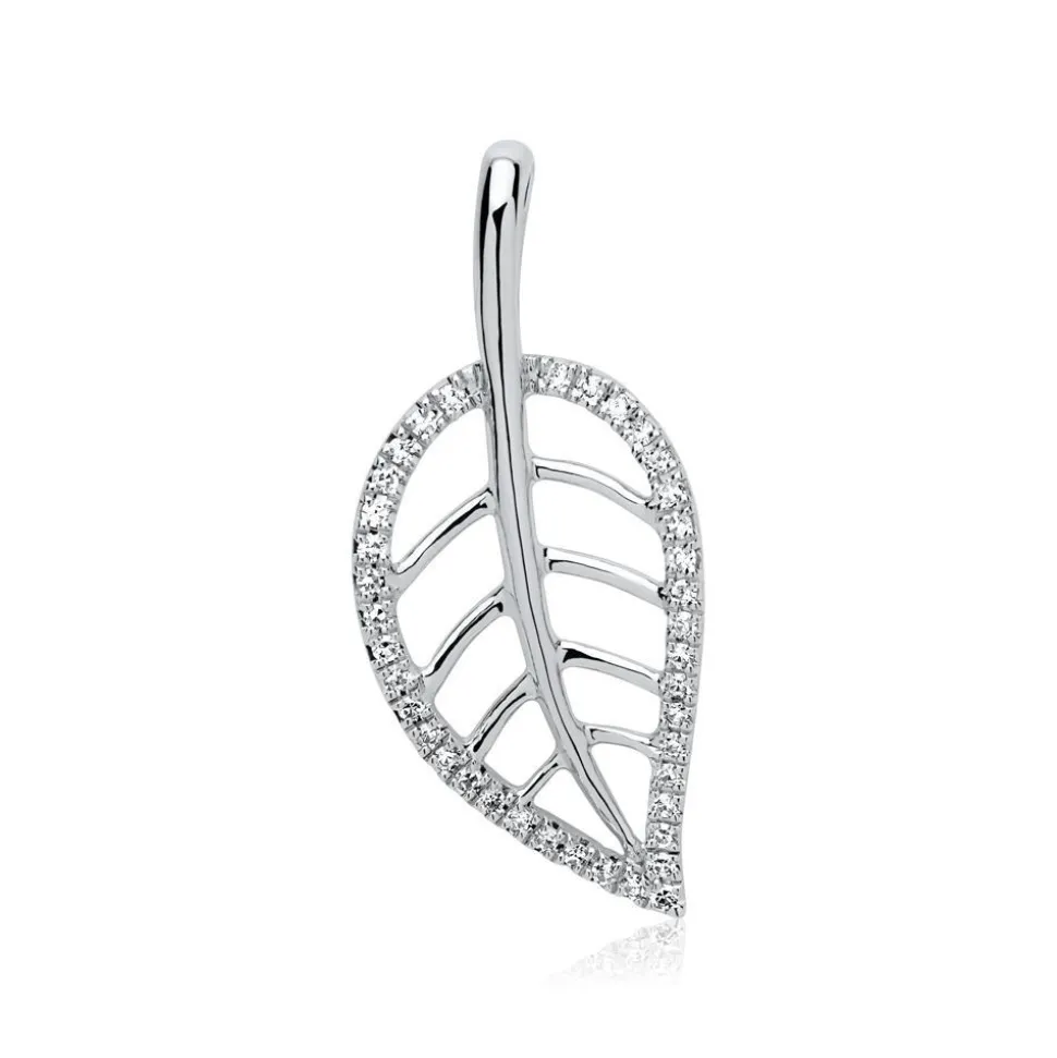 Anhänger Blatt 14K Weißgold 39 Diamanten DP0151SL