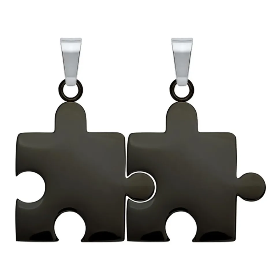Anhänger Edelstahl Puzzleteil schwarz-schwarz P5092SL