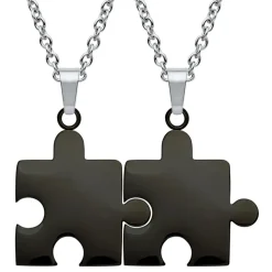 Anhänger Edelstahl Puzzleteil schwarz-schwarz P5092SL