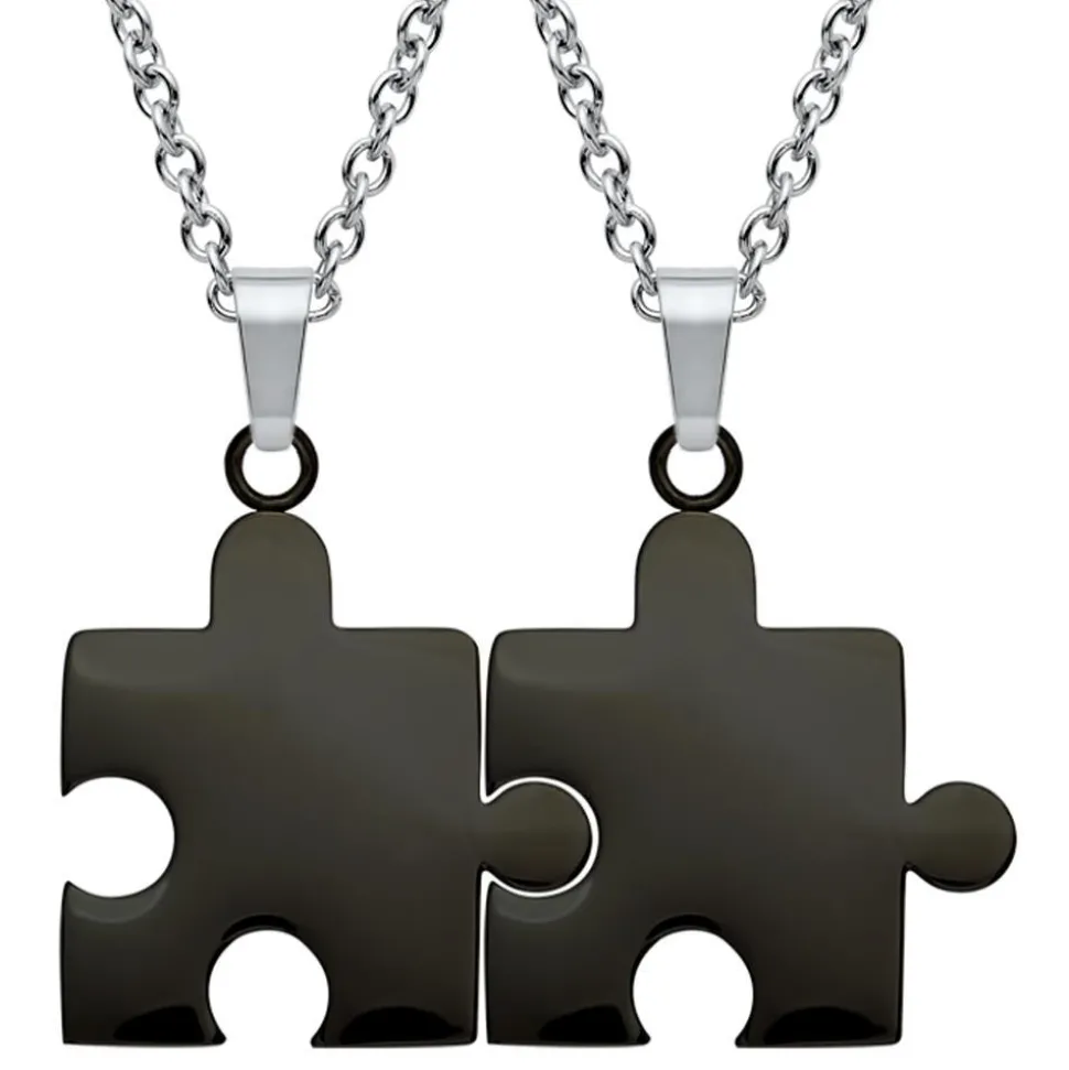 Anhänger Edelstahl Puzzleteil schwarz-schwarz P5092SL