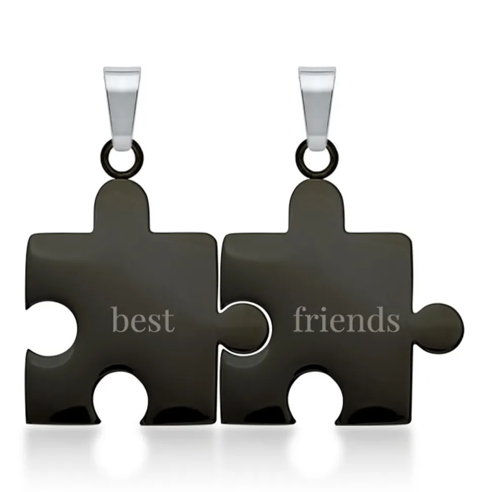 Anhänger Edelstahl Puzzleteil schwarz-schwarz P5092SL
