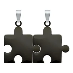 Anhänger Edelstahl Puzzleteil schwarz-schwarz P5092SL