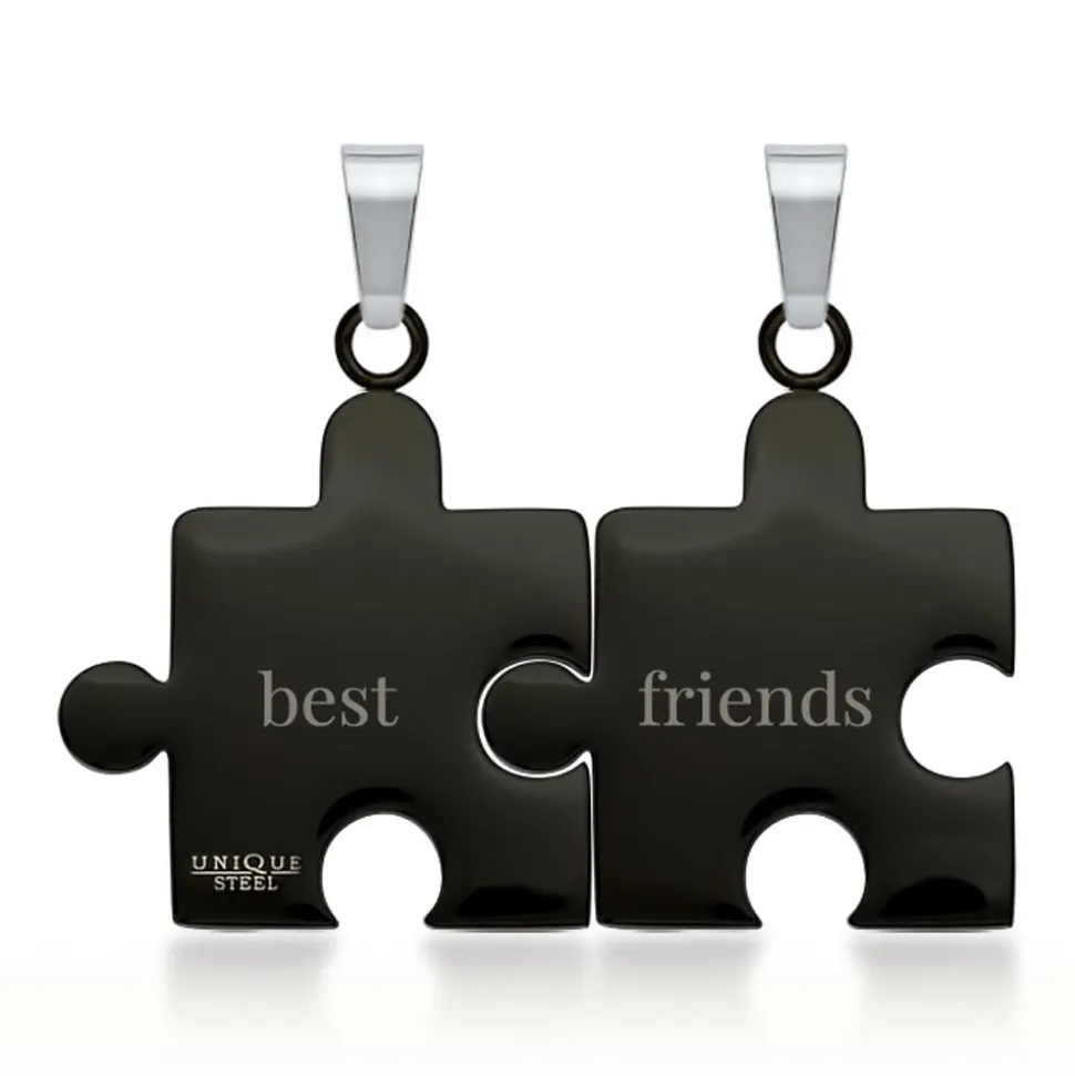 Anhänger Edelstahl Puzzleteil schwarz-schwarz P5092SL
