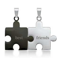 Anhänger Edelstahl Puzzleteil schwarz-silbern P5091SL