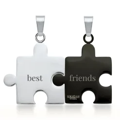 Anhänger Edelstahl Puzzleteil schwarz-silbern P5091SL