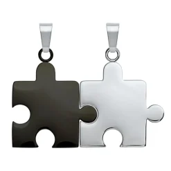 Anhänger Edelstahl Puzzleteil schwarz-silbern P5091SL