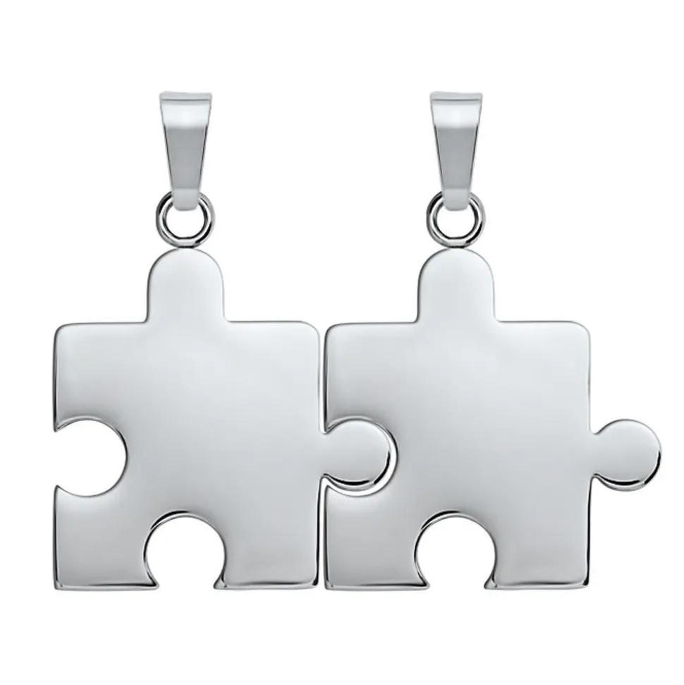 Anhänger Edelstahl Puzzleteil silbern-silbern P5093SL