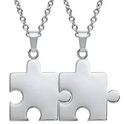 Anhänger Edelstahl Puzzleteil silbern-silbern P5093SL
