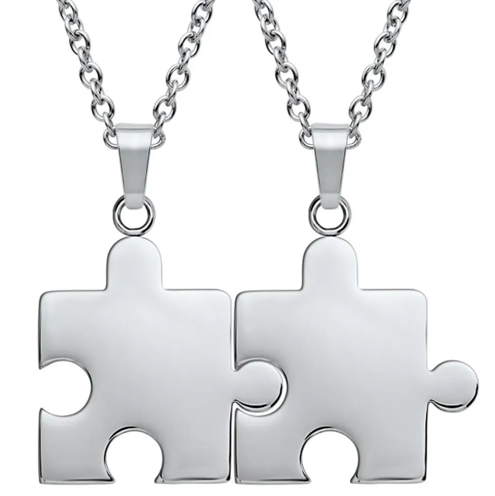 Anhänger Edelstahl Puzzleteil silbern-silbern P5093SL