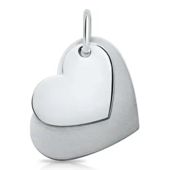 Anhänger Edelstahl zwei Herzen gravierbar P5086SL