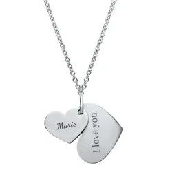 Anhänger Edelstahl zwei Herzen gravierbar P5086SL