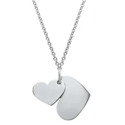 Anhänger Edelstahl zwei Herzen gravierbar P5086SL