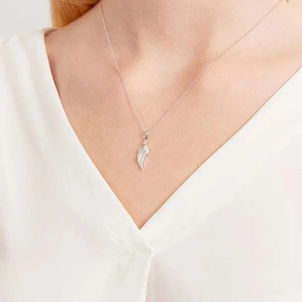 Anhänger Flügel aus 585er Weißgold mit Diamanten DP0207SL