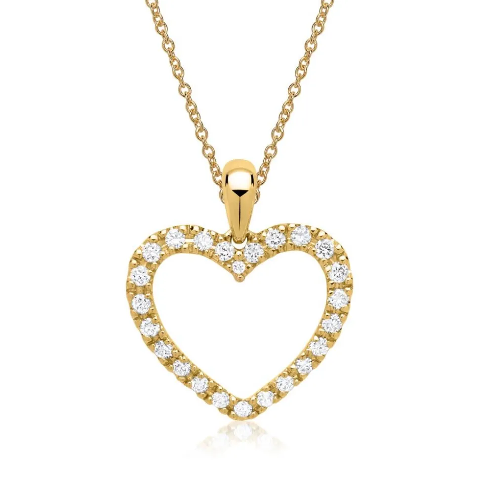 Anhänger Gelbgold Herz mit 24 Diamanten 0,25 ct. BDP0010-14KGSL