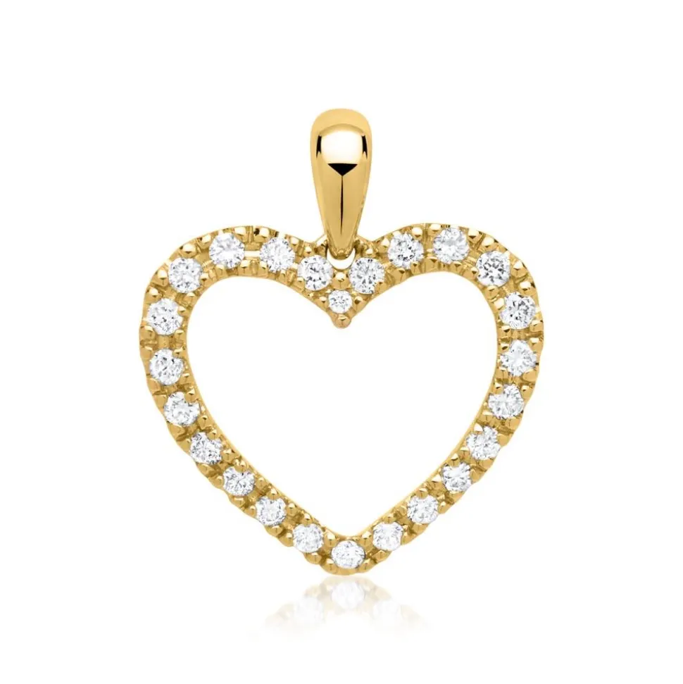 Anhänger Gelbgold Herz mit 24 Diamanten 0,25 ct. BDP0010-14KGSL
