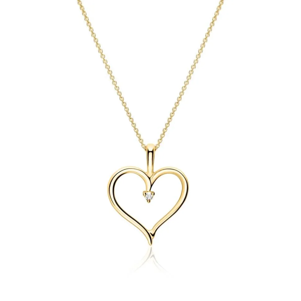 Anhänger Herz aus 585er Gold mit Diamant BDP0032-14KGSL