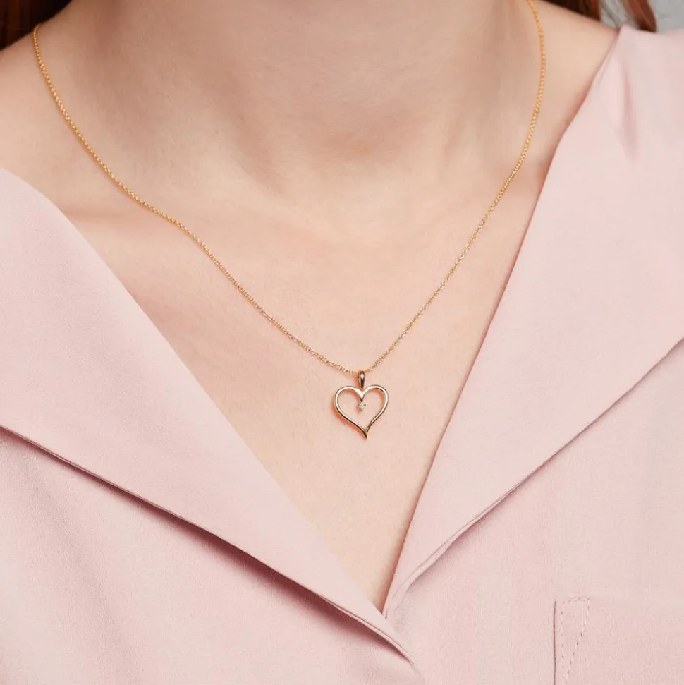 Anhänger Herz aus 585er Gold mit Diamant BDP0032-14KGSL
