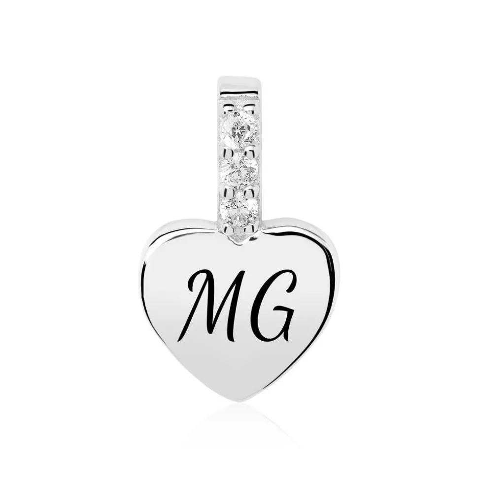 Anhänger Herz aus 925er Silber mit Zirkonia gravierbar SP0963SL