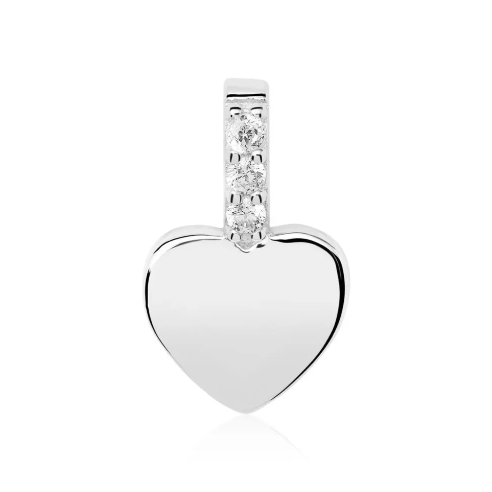 Anhänger Herz aus 925er Silber mit Zirkonia gravierbar SP0963SL