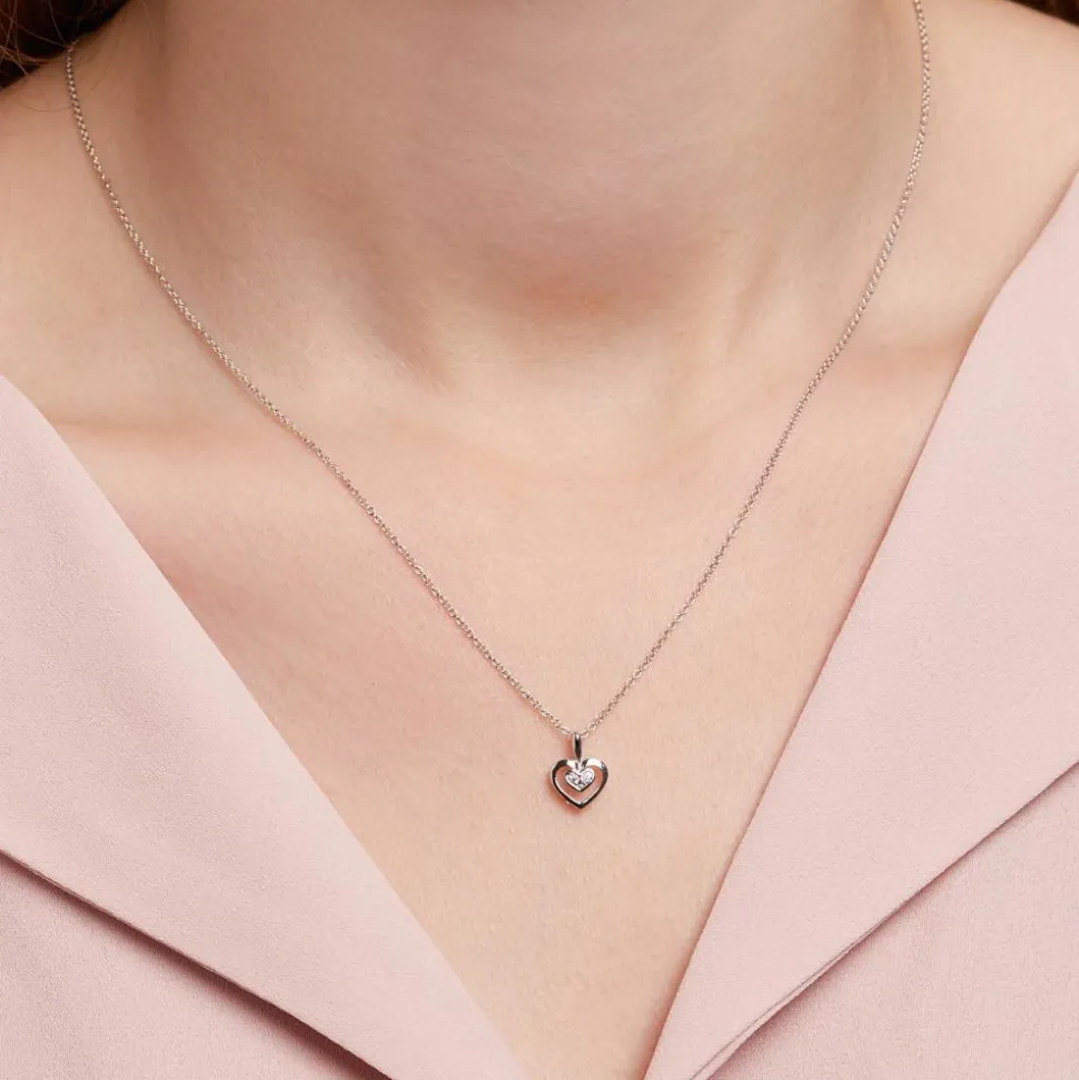 Anhänger Herz für Damen 14K Weißgold mit Brillanten DP0262-WSL