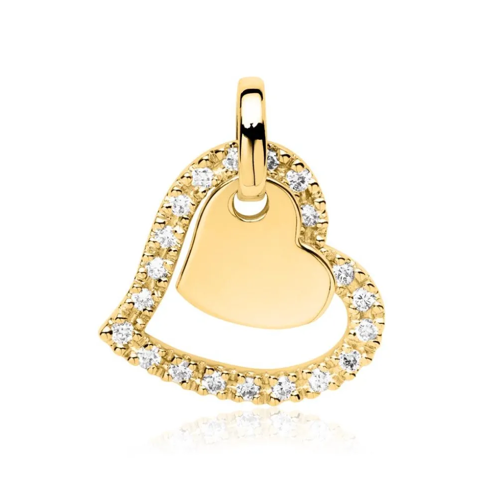 Anhänger Herzen aus 585er Gold mit Diamanten BDP0021-14KGSL