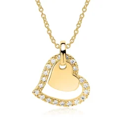Anhänger Herzen aus 585er Gold mit Diamanten BDP0021-14KGSL