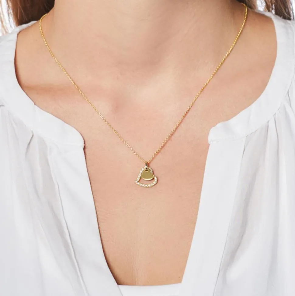 Anhänger Herzen aus 585er Gold mit Diamanten BDP0021-14KGSL