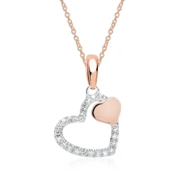 Anhänger Herzen 585er Weiß- und Roségold mit Diamanten DP0206SL