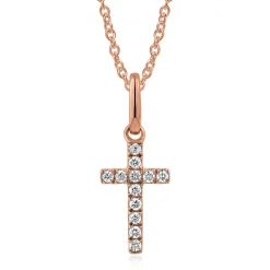 Anhänger Kreuz aus 585er Roségold mit Brillanten BDP0066-14KRSL