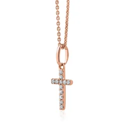 Anhänger Kreuz aus 585er Roségold mit Brillanten BDP0066-14KRSL