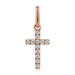 Anhänger Kreuz aus 585er Roségold mit Brillanten BDP0066-14KRSL