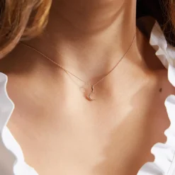 Anhänger Mond aus 14-karätigem Roségold mit Brillanten BDP0067-14KRSL